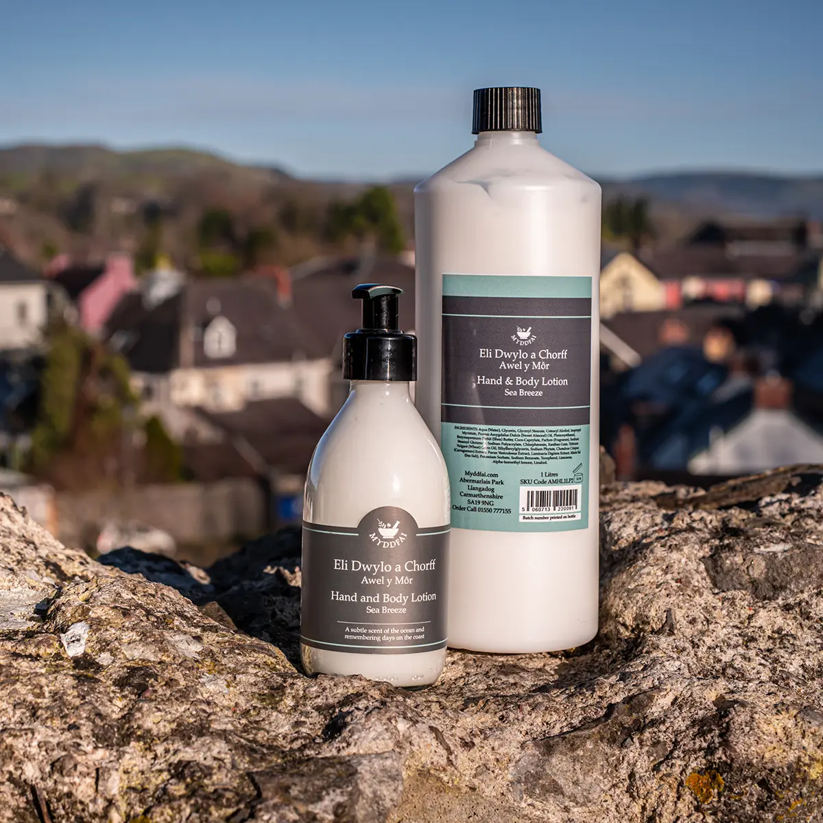 Hand & Body Lotion Awel y Môr (Sea Breeze, 250ml bottle with 1L refill)