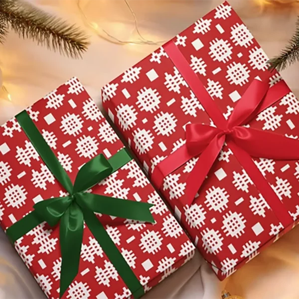 Red and White Welsh tapestry design wrapping paper